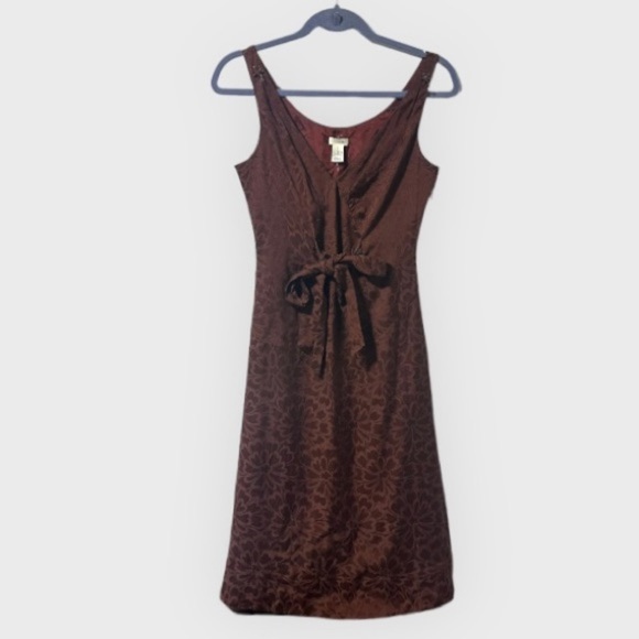 Odille Dresses & Skirts - ODILLE Anthropologie NWT Brown Floral Jacquard Tie Front A-Line Dress Size 2